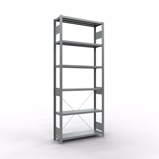 Grundregal, Fachbodenregal Stecksystem MULTIplus330, 2500 x 1000 x 300 mm (HxBxT), 6 Fachböden, Kreuzstrebe, verzinkt von der Marke Schulte Lagertechnik Grundregal, Fachbodenregal Stecksystem MULTIplus330, 2500 x 1000 x 300 mm (HxBxT), 6 Fachböden, Kreuzstrebe, verzinkt aus der Kategorie Grundregal mit der Artikelnummer 13931