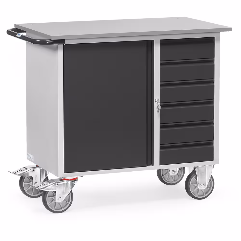 Werkstattwagen 2450-7016 pulverbeschichtet, Korpus lichtgrau RAL 7035, Front anthrazitgrau RAL 7016 von der Marke Fetra aus der Produktreihe Transportsysteme