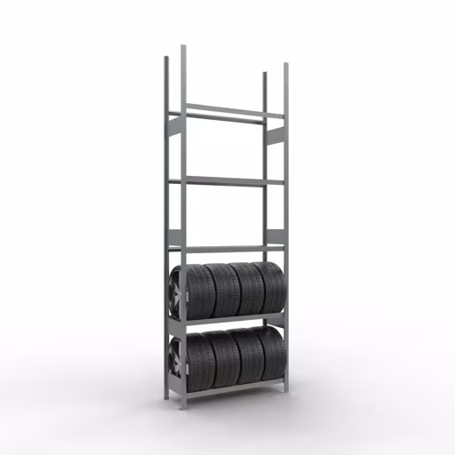 Grundregal, Räder-/Reifenregal, 3500 x 1200 x 400 mm, verzinkt, 5 Lagerebenen á 150 kg Fachlast pro Ebene aus der Kategorie Autoteilelagerung mit der GTIN 4004514265661 Grundregal, Räder-/Reifenregal, 3500 x 1200 x 400 mm, verzinkt, 5 Lagerebenen á 150 kg Fachlast pro Ebene von der Marke Schulte Lagertechnik aus der Produktreihe Fachbodenregale