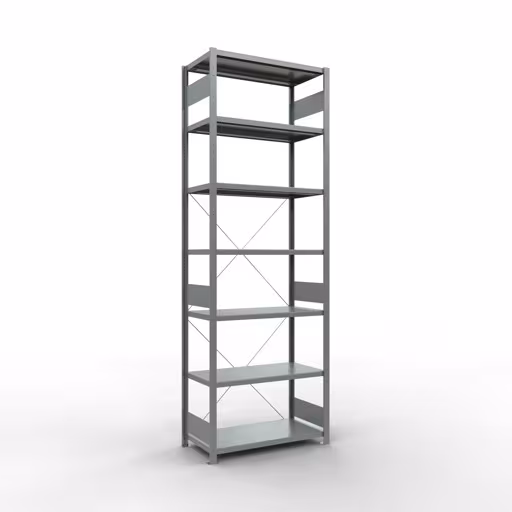 Abbildung Nr 10 des Artikels Grundregal, Fachbodenregal Stecksystem MULTIplus330, 3000 x 1000 x 500 mm (HxBxT), 7 Fachböden, Kreuzstrebe, verzinkt aus der Produktgruppe Stecksystem von der Marke Schulte Lagertechnik