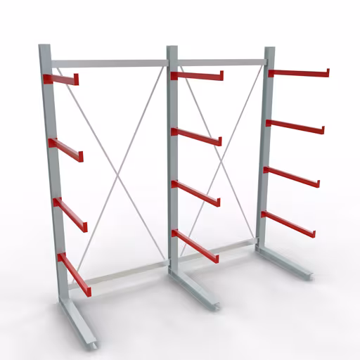 Abbildung Nr 12 des Artikels K 6000 Komplettregal, einseitig, 3000 x 3000 x 1000 mm, RAL 7001 / RAL 3000, 5 Lagerebenen aus der Produktgruppe Kragarmregale von der Marke Schulte Lagertechnik