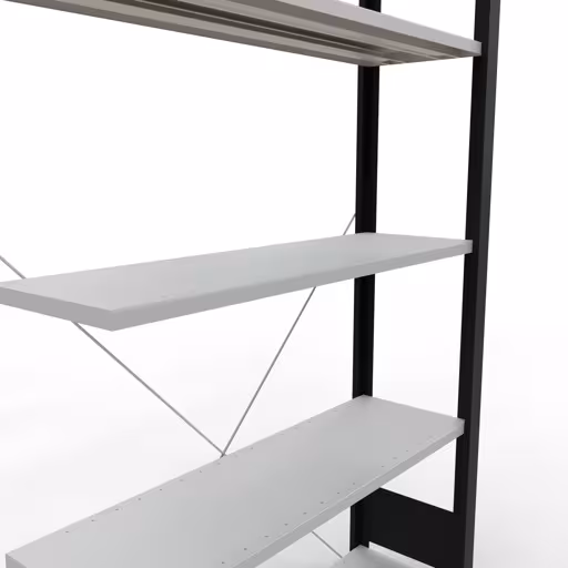 Abbildung Nr 12 des Artikels Anbauregal, Büro-Fachbodenregal Stecksystem MULTIplus85, 1800 x 1000 x 300 mm (HxBxT), 5 Fachböden, Kreuzstrebe, ohne Anschlagleiste, schwarz/lichtgrau aus der Produktgruppe Büroregale von der Marke Schulte Lagertechnik
