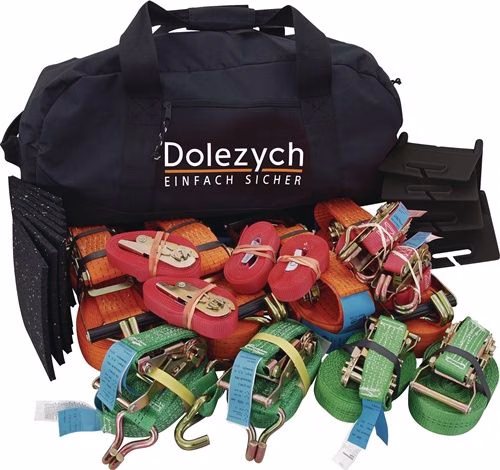 Set di fissaggio del carico Dolezych Allround da 26 pezzi del marchio Dolezych Set completo di 26 pezzi per il fissaggio del carico DOLEZYCH, appartenente alla categoria Fissaggio del carico, reti e cinghie di ancoraggio, con codice articolo 4000365067.