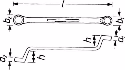 Technische Zeichnung 4047860 Doppelringschlüssel 630 6x7mm 165mm HAZET