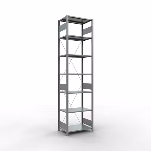 Produktbild Nr.11 des Artikels Grundregal, Fachbodenregal Stecksystem MULTIplus150, 3000 x 750 x 500 mm (HxBxT), 7 Fachböden, Kreuzstrebe, verzinkt aus der Produktreihe Stecksystem von der Marke Schulte Lagertechnik