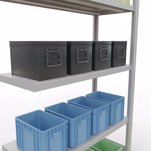 Produktbild Nr 15 des Artikels Anbauregal, Fachbodenregal Stecksystem MULTIplus330, 2000 x 1000 x 400 mm (HxBxT), 5 Fachböden, Längenriegel, RAL 7035 lichtgrau Abbildung Nr 15 des Artikels Anbauregal, Fachbodenregal Stecksystem MULTIplus330, 2000 x 1000 x 400 mm (HxBxT), 5 Fachböden, Längenriegel, RAL 7035 lichtgrau aus der Produktgruppe Stecksystem von der Marke Schulte Lagertechnik