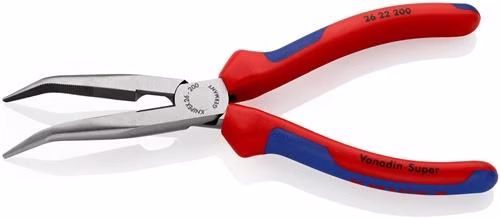 Flachrundzange Länge 200mm poliert 40Grad gewinkelt Comfort-Griff KNIPEX