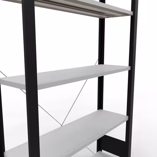 Abbildung Nr 11 des Artikels Grundregal, Büro-Fachbodenregal Stecksystem MULTIplus85, 1800 x 1000 x 300 mm (HxBxT), 5 Fachböden, Kreuzstrebe, ohne Anschlagleiste, schwarz/lichtgrau aus der Produktgruppe Büroregale von der Marke Schulte Lagertechnik