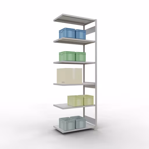 Anbauregal, Fachbodenregal Stecksystem MULTIplus250, 3000 x 1000 x 600 mm (HxBxT), 7 Fachböden, Längenriegel, RAL 7035 lichtgrau aus der Kategorie Anbauregal mit der GTIN 4004514295156 Anbauregal, Fachbodenregal Stecksystem MULTIplus250, 3000 x 1000 x 600 mm (HxBxT), 7 Fachböden, Längenriegel, RAL 7035 lichtgrau von der Marke Schulte Lagertechnik aus der Produktreihe Stecksystem