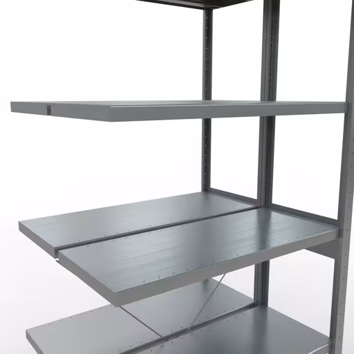 Produktbild Nr.7 des Artikels Anbauregal, Doppelregal, Fachbodenregal Stecksystem MULTIplus250, 2500 x 1000 x (2x400) mm (HxBxT), 2x6 Fachböden, Kreuzstrebe, verzinkt aus der Produktreihe Fachbodenregale von der Marke Schulte Lagertechnik
