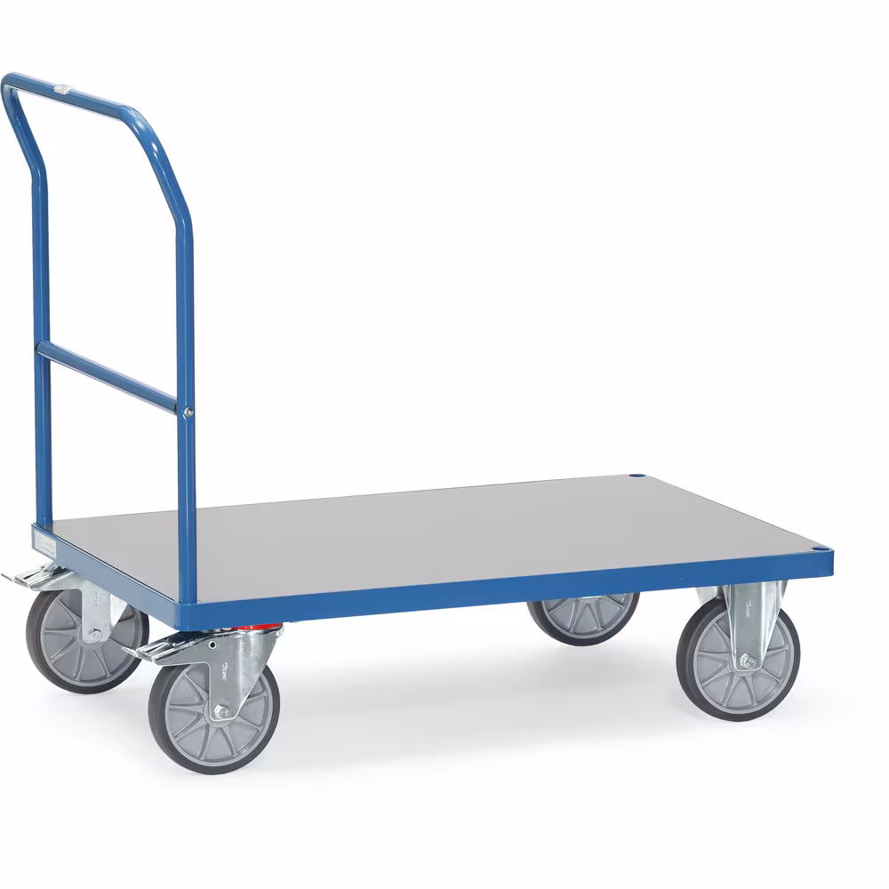 Schiebebügelwagen - Hart-PVC Plattform pulverbeschichtet brillantblau RAL 5007, Hohe Chemikalienbeständigkeit und schwer entflammbar aus der Kategorie Wagen