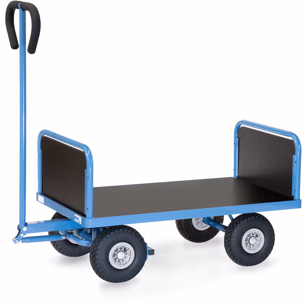 Handwagen Stirnwände pulverbeschichtet brillantblau RAL 5007, Ladefläche aus wasserfestem Sperrholz aus der Kategorie Handwagen/Pritschenwagen
