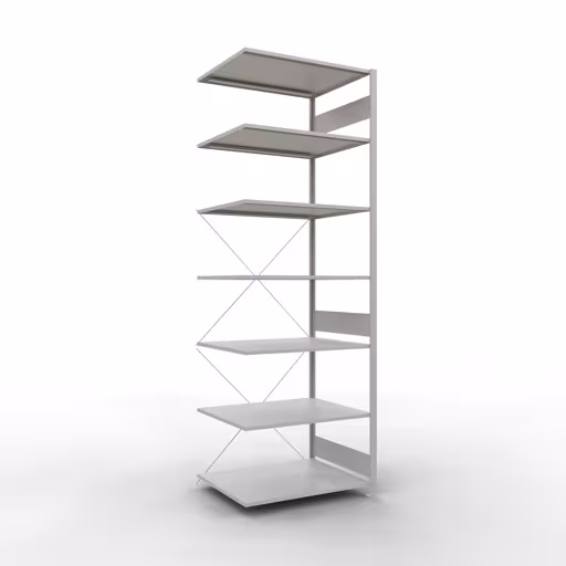 Anbauregal, Fachbodenregal Stecksystem MULTIplus150, 3000 x 1000 x 800 mm (HxBxT), 7 Fachböden, Kreuzstrebe, RAL 7035 lichtgrau von der Marke Schulte Lagertechnik Anbauregal, Fachbodenregal Stecksystem MULTIplus150, 3000 x 1000 x 800 mm (HxBxT), 7 Fachböden, Kreuzstrebe, RAL 7035 lichtgrau aus der Kategorie Anbauregal mit der Artikelnummer 32687