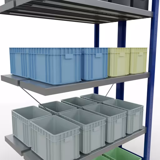 Abbildung Nr 14 des Artikels Anbauregal, Doppelregal, Fachbodenregal Stecksystem MULTIplus250, 2000 x 1000 x (2x300) mm (HxBxT), 2x5 Fachböden, Kreuzstrebe, RAL 5010 enzianblau aus der Produktgruppe Fachbodenregale von der Marke Schulte Lagertechnik