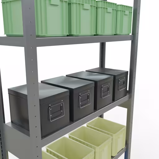 Grundregal, Fachbodenregal Stecksystem MULTIplus250, 2500 x 1000 x 300 mm (HxBxT), 6 Fachböden, Längenriegel, verzinkt von Schulte Lagertechnik mit der Artikelnr. 12931-LR