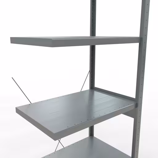 Abbildung Nr 10 des Artikels Anbauregal, Fachbodenregal Stecksystem MULTIplus250, 2500 x 750 x 500 mm (HxBxT), 6 Fachböden, Kreuzstrebe, verzinkt aus der Produktgruppe Stecksystem von der Marke Schulte Lagertechnik
