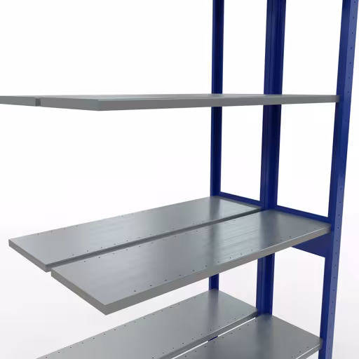 Anbauregal, Doppelregal, Fachbodenregal Stecksystem MULTIplus150, 2500 x 1000 x (2x300) mm (HxBxT), 2x6 Fachböden, Längenriegel, RAL 5010 enzianblau aus der Kategorie Doppelregale mit der GTIN 4004514296078 Anbauregal, Doppelregal, Fachbodenregal Stecksystem MULTIplus150, 2500 x 1000 x (2x300) mm (HxBxT), 2x6 Fachböden, Längenriegel, RAL 5010 enzianblau von der Marke Schulte Lagertechnik aus der Produktreihe Fachbodenregale