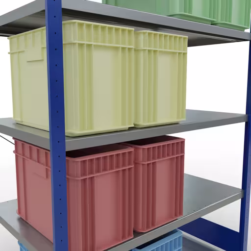 Abbildung Nr 12 des Artikels Grundregal, Fachbodenregal Stecksystem MULTIplus250, 2000 x 1300 x 800 mm (HxBxT), 5 Fachböden, Kreuzstrebe, RAL 5010 enzianblau/verzinkt aus der Produktgruppe Stecksystem von der Marke Schulte Lagertechnik