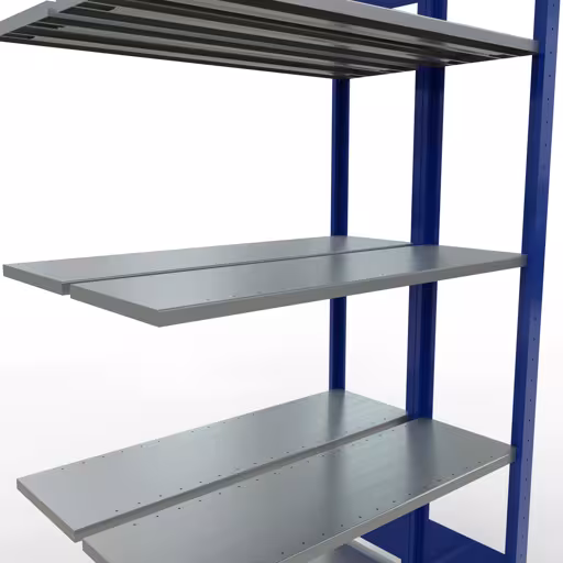 Produktbild Nr.14 des Artikels Anbauregal, Doppelregal, Fachbodenregal Stecksystem MULTIplus150, 2000 x 1000 x (2x300) mm (HxBxT), 2x5 Fachböden, Längenriegel, RAL 5010 enzianblau aus der Produktreihe Fachbodenregale von der Marke Schulte Lagertechnik