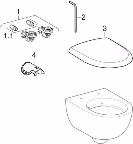 Technische Zeichnung 4080835 Geberit Renova Compact Wand-WC Tiefspüler Ausladung 49cm, Rimfree, weiß