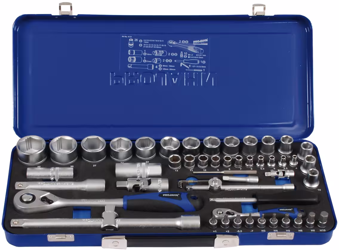Xi-on 1/4" + 1/2" SteckSchlüssel Satz 54tlg aus der Kategorie Steckschlüssel Sätze & Einzelteile mit der Artikelnummer 4131