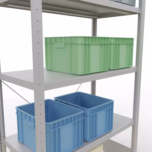 Produktbild Nr 15 des Artikels Grundregal, Fachbodenregal Stecksystem MULTIplus330, 2000 x 1000 x 500 mm (HxBxT), 5 Fachböden, Kreuzstrebe, RAL 7035 lichtgrau Abbildung Nr 15 des Artikels Grundregal, Fachbodenregal Stecksystem MULTIplus330, 2000 x 1000 x 500 mm (HxBxT), 5 Fachböden, Kreuzstrebe, RAL 7035 lichtgrau aus der Produktgruppe Stecksystem von der Marke Schulte Lagertechnik