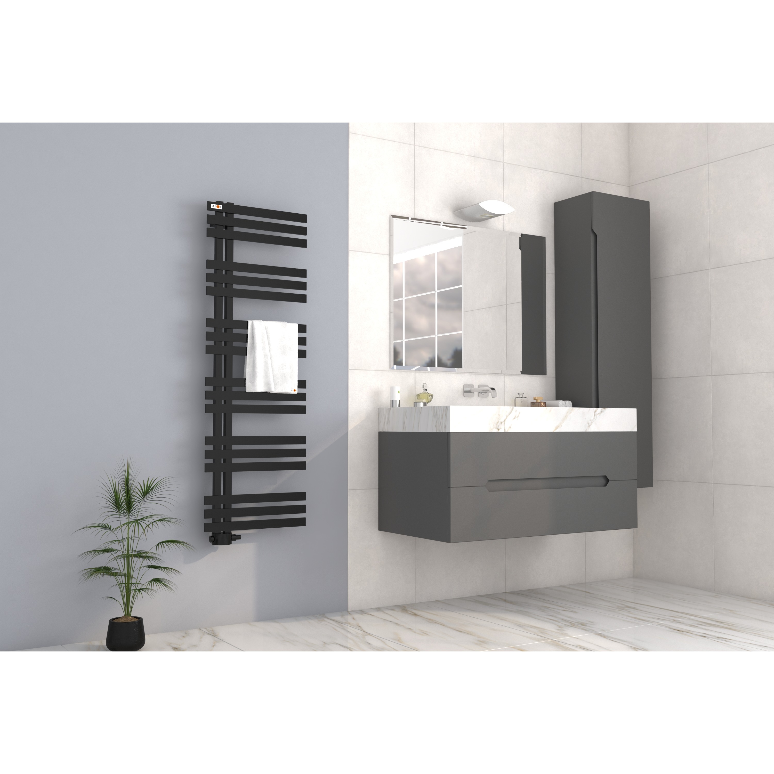 MERT Design Badheizkörper ELEN, Tiefschwarz RAL 9005 matt Struktur, 400x1000 mm