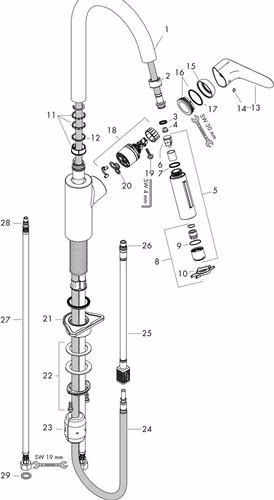Hansgrohe Einhebel-Küchenmischer 240 FOCUS DN 15, mit Ausziehbrause chrom