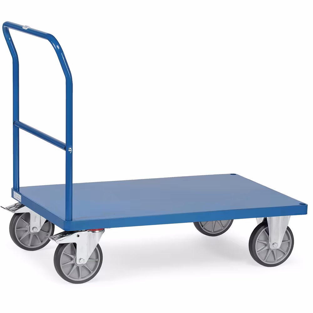 Schiebebügelwagen - Stahlblech bündig pulverbeschichtet RAL 5007, Plattform aus Stahlblech bündig mit Rahmen aus der Kategorie Wagen