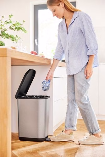 Detailbild 4017645 Collecteur de déchets à pédale RIBO 35 l H513 x P285 mm plastique argenté ROTHO