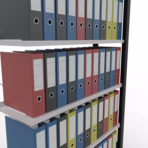Abbildung Nr 10 des Artikels Anbauregal, Büro-Fachbodenregal Stecksystem MULTIplus85, 2000 x 1000 x 300 mm (HxBxT), 6 Fachböden, Kreuzstrebe, mit Anschlagleiste, schwarz/lichtgrau aus der Produktgruppe Büroregale von der Marke Schulte Lagertechnik