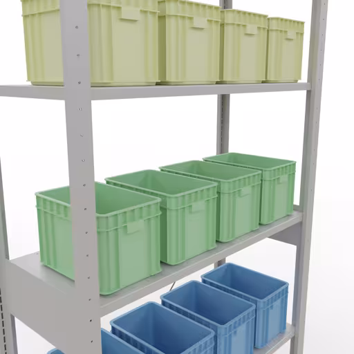 Produktbild Nr 13 des Artikels Grundregal, Fachbodenregal Stecksystem MULTIplus150, 2500 x 1000 x 400 mm (HxBxT), 6 Fachböden, Kreuzstrebe, RAL 7035 lichtgrau Abbildung Nr 13 des Artikels Grundregal, Fachbodenregal Stecksystem MULTIplus150, 2500 x 1000 x 400 mm (HxBxT), 6 Fachböden, Kreuzstrebe, RAL 7035 lichtgrau aus der Produktgruppe Stecksystem von der Marke Schulte Lagertechnik