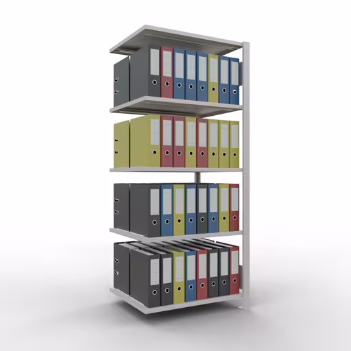 Abbildung Nr 14 des Artikels Anbauregal, Büro-Fachbodenregal Stecksystem MULTIplus150, 1800 x 750 x 600 mm (HxBxT), 5 Fachböden, Längenriegel, ohne Mittelanschlag, lichtgrau aus der Produktgruppe Büroregale von der Marke Schulte Lagertechnik