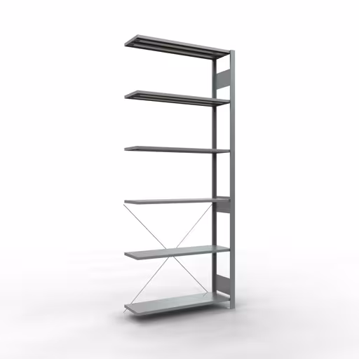 Abbildung Nr 9 des Artikels Anbauregal, Fachbodenregal Stecksystem MULTIplus85, 2500 x 1000 x 300 mm (HxBxT), 6 Fachböden, Kreuzstrebe, verzinkt aus der Produktgruppe Stecksystem von der Marke Schulte Lagertechnik