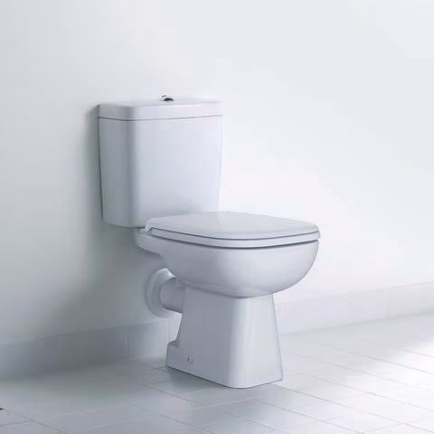Abattant de toilette blanc D-Code sans mécanisme de fermeture amortie, charnières en acier inoxydable, 430 x 360 x 40 mm, DURAVIT