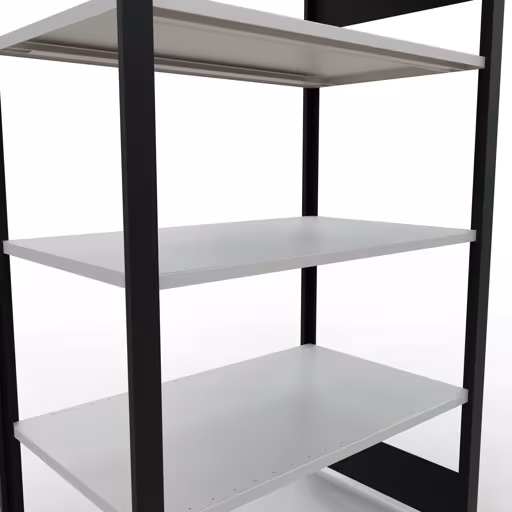 Grundregal, Büro-Fachbodenregal Stecksystem MULTIplus150, 1800 x 1000 x 600 mm (HxBxT), 5 Fachböden, Längenriegel, ohne Mittelanschlag, schwarz/lichtgrau von Schulte Lagertechnik mit der Artikelnr. 36055-S