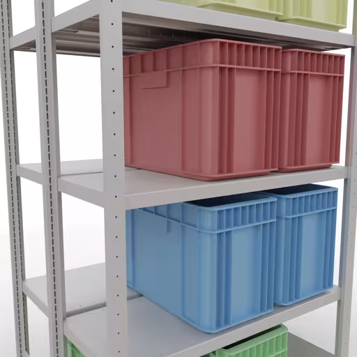 Zusatzbild des Artikels Grundregal, Doppelregal, Fachbodenregal Stecksystem MULTIplus250, 2000 x 1000 x (2x400) mm (HxBxT), 2x5 Fachböden, Längenriegel, RAL 7035 lichtgrau Zusatzbild des Artikels Grundregal, Doppelregal, Fachbodenregal Stecksystem MULTIplus250, 2000 x 1000 x (2x400) mm (HxBxT), 2x5 Fachböden, Längenriegel, RAL 7035 lichtgrau aus Doppelregale