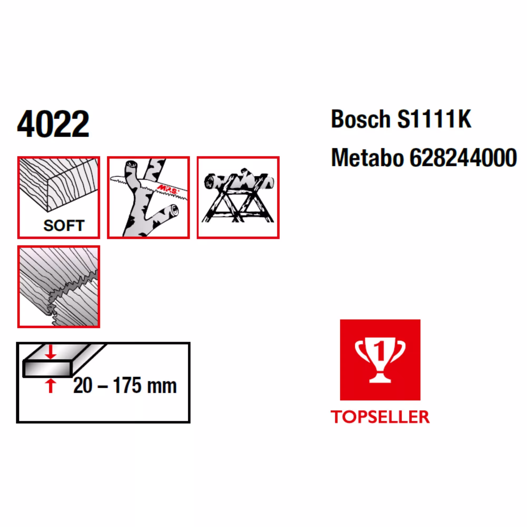 CV-Säbelsägeblatt gefräst und geschränkt GL 230/VL 210mm, ZT 8,5mm aus der Kategorie Säbelsägeblatt mit der GTIN 4028655040222 CV-Säbelsägeblatt gefräst und geschränkt zur Bearbeitung von Holz, Holzfaserplatten und Kunststoffen von der Marke MPS aus der Kategorie Säbelsägeblatt