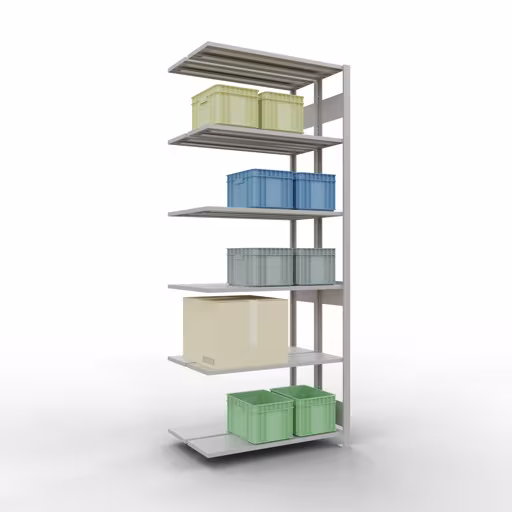 Andere Ansicht des Artikels Anbauregal, Doppelregal, Fachbodenregal Stecksystem MULTIplus150, 2500 x 1000 x (2x300) mm (HxBxT), 2x6 Fachböden, Längenriegel, RAL 7035 lichtgrau Andere Ansicht des Artikels Anbauregal, Doppelregal, Fachbodenregal Stecksystem MULTIplus150, 2500 x 1000 x (2x300) mm (HxBxT), 2x6 Fachböden, Längenriegel, RAL 7035 lichtgrau aus der Kategorie Fachbodenregale