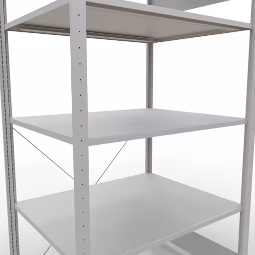 Abbildung Nr 13 des Artikels Grundregal, Fachbodenregal Stecksystem MULTIplus150, 2000 x 1000 x 800 mm (HxBxT), 5 Fachböden, Kreuzstrebe, RAL 7035 lichtgrau aus der Produktgruppe Stecksystem von der Marke Schulte Lagertechnik