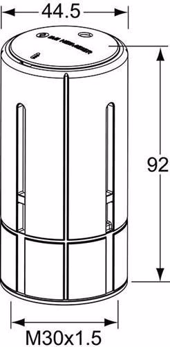 Technische Zeichnung 4003735 Thermostat-Kopf Halo-B Behördenmodell Sollwertbereich 8-26 GradC Behördenmodell HEIMEIER