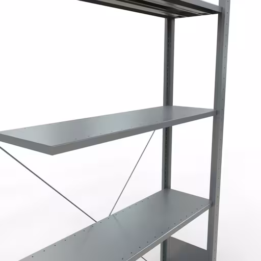 Produktbild Nr 16 des Artikels Anbauregal, Fachbodenregal Stecksystem MULTIplus85, 2000 x 1000 x 300 mm (HxBxT), 5 Fachböden, Kreuzstrebe, verzinkt Abbildung Nr 16 des Artikels Anbauregal, Fachbodenregal Stecksystem MULTIplus85, 2000 x 1000 x 300 mm (HxBxT), 5 Fachböden, Kreuzstrebe, verzinkt aus der Produktgruppe Stecksystem von der Marke Schulte Lagertechnik