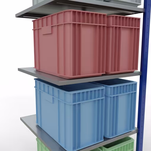 Produktbild Nr.7 des Artikels Anbauregal, Fachbodenregal Stecksystem MULTIplus150, 2000 x 750 x 800 mm (HxBxT), 5 Fachböden, Längenriegel, RAL 5010 enzianblau/verzinkt/verzinkt aus der Produktreihe Stecksystem von der Marke Schulte Lagertechnik