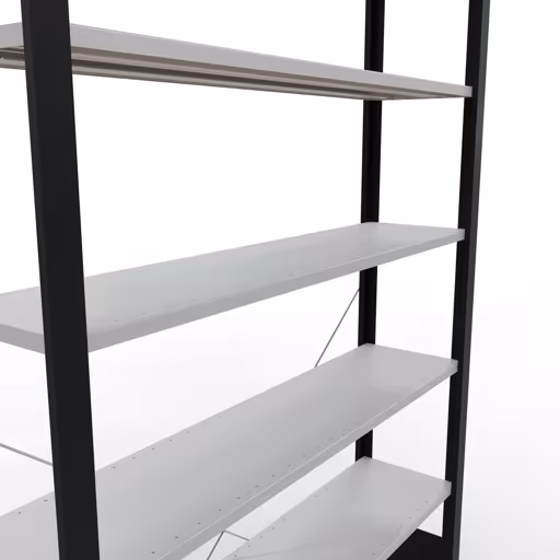 Abbildung Nr 10 des Artikels Grundregal, Büro-Fachbodenregal Stecksystem MULTIplus85, 2300 x 1300 x 300 mm (HxBxT), 7 Fachböden, Kreuzstrebe, ohne Anschlagleiste, schwarz/lichtgrau aus der Produktgruppe Büroregale von der Marke Schulte Lagertechnik