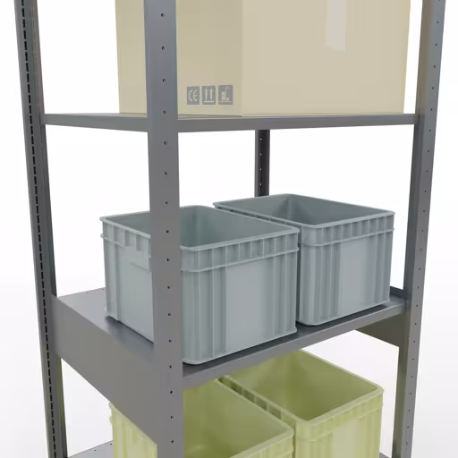 Produktbild Nr.15 des Artikels Grundregal, Fachbodenregal Stecksystem MULTIplus150, 2500 x 750 x 600 mm (HxBxT), 6 Fachböden, Längenriegel, verzinkt aus der Produktreihe Stecksystem von der Marke Schulte Lagertechnik