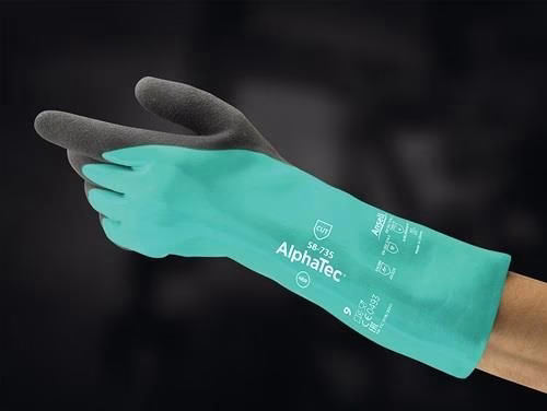 6 Paar - Chemiehandschuh AlphaTec 58-735 Größe 9 grün EN 388, EN 374 PSA III ANSELL