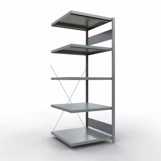 Anbauregal, Fachbodenregal Stecksystem MULTIplus250, 2000 x 750 x 800 mm (HxBxT), 5 Fachböden, Kreuzstrebe, verzinkt von der Marke Schulte Lagertechnik Anbauregal, Fachbodenregal Stecksystem MULTIplus250, 2000 x 750 x 800 mm (HxBxT), 5 Fachböden, Kreuzstrebe, verzinkt aus der Kategorie Anbauregal mit der Artikelnummer 12985-75