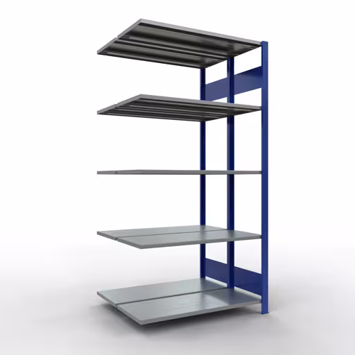Produktbild Nr.14 des Artikels Anbauregal, Doppelregal, Fachbodenregal Stecksystem MULTIplus150, 2000 x 1000 x (2x400) mm (HxBxT), 2x5 Fachböden, Längenriegel, RAL 5010 enzianblau aus der Produktreihe Fachbodenregale von der Marke Schulte Lagertechnik