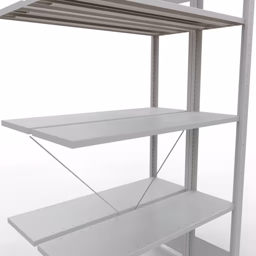 Produktbild Nr 13 des Artikels Anbauregal, Doppelregal, Fachbodenregal Stecksystem MULTIplus150, 2000 x 1000 x (2x300) mm (HxBxT), 2x5 Fachböden, Kreuzstrebe, RAL 7035 lichtgrau Abbildung Nr 13 des Artikels Anbauregal, Doppelregal, Fachbodenregal Stecksystem MULTIplus150, 2000 x 1000 x (2x300) mm (HxBxT), 2x5 Fachböden, Kreuzstrebe, RAL 7035 lichtgrau aus der Produktgruppe Fachbodenregale von der Marke Schulte Lagertechnik