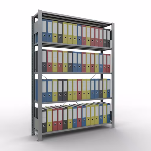 Abbildung Nr 13 des Artikels Grundregal, Büro-Fachbodenregal Stecksystem MULTIplus85, 1800 x 1300 x 300 mm (HxBxT), 5 Fachböden, Kreuzstrebe, verzinkt, ohne Anschlagleiste aus der Produktgruppe Büroregale von der Marke Schulte Lagertechnik
